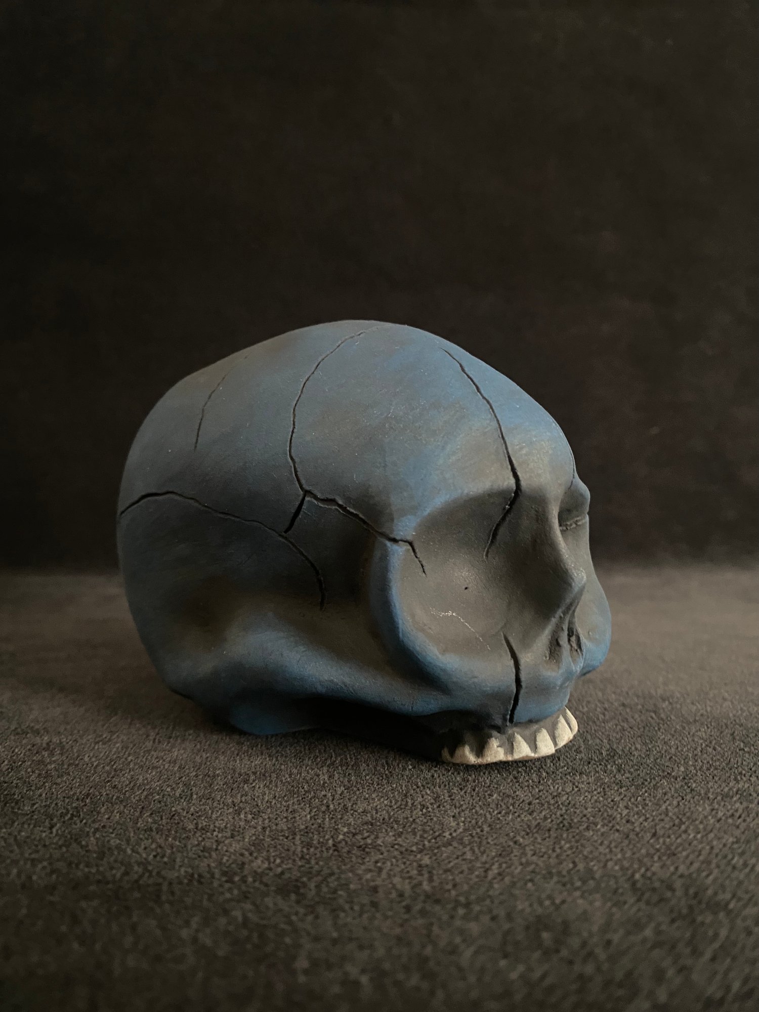 Image of Mini Indigo Blue Trophy Skull (e) - US Shipping Included