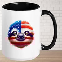 Image 1 of Independence Day Sloth USA Flag Coffee Mug