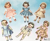 Image 1 of 5 inch Paper Dolls, Vintage Style, Baby Paper Dolls, Set of 6