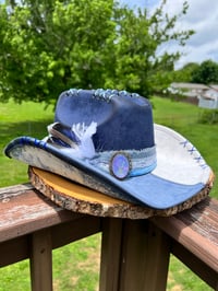 Image 1 of Blue Toile Patchwork Cowboy Hat
