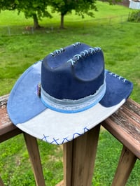 Image 2 of Blue Toile Patchwork Cowboy Hat