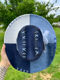 Image 3 of Blue Toile Patchwork Cowboy Hat