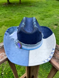 Image 6 of Blue Toile Patchwork Cowboy Hat