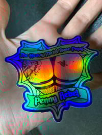 Image 2 of Penny’s Heart-shaped Hiney- Holographic Die cut Sticker