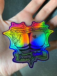 Image 3 of Penny’s Heart-shaped Hiney- Holographic Die cut Sticker