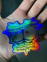 Image 4 of Penny’s Heart-shaped Hiney- Holographic Die cut Sticker