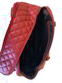 Image 4 of Quilted Vegan Leather Rolling Duffel (red or black) 