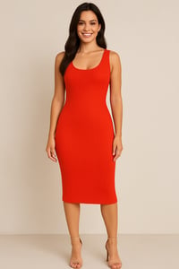 Image 2 of Red Ribbed Knit Dress