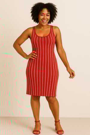 Image of Vertical Red and White Tank Dress 