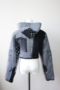 Image 2 of AGH NO.1 PATCHWORK MONOGRAM DENIM HOODIE