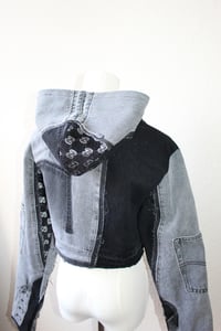 Image 4 of AGH NO.1 PATCHWORK MONOGRAM DENIM HOODIE