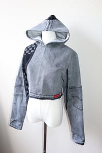 Image 3 of AGH NO.1 PATCHWORK MONOGRAM DENIM HOODIE