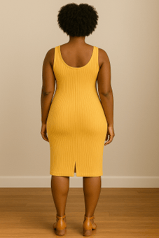 Image of Gold Ribbed Midi Tank Dress