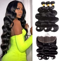 Image 1 of  Luxurious Peruvian Body Wave Hair 300G bundles with 13x4 hd lace frontal