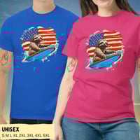 Image 3 of Retro Patriotic Surfing Sloth T-Shirt for Men and Women