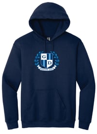Classic Navy Gildan Hoodie with Gaston Crest logo
