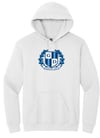Classic Gildan White hoodie with Gaston crest logo
