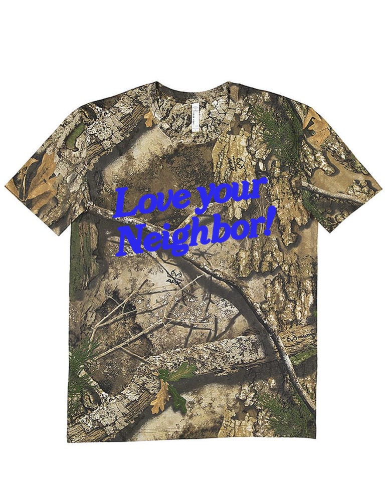 Image of camo / blue tee