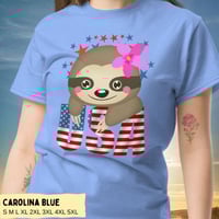 Image 2 of USA Sloth Girl Smiling Sloth Shirt for Women