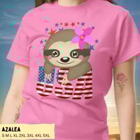 Image 3 of USA Sloth Girl Smiling Sloth Shirt for Women