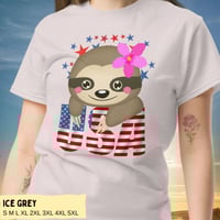 Image 1 of USA Sloth Girl Smiling Sloth Shirt for Women