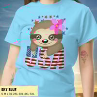 Image 8 of USA Sloth Girl Smiling Sloth Shirt for Women