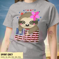 Image 9 of USA Sloth Girl Smiling Sloth Shirt for Women