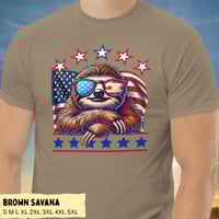 Image 5 of Retro American Sloth Flag Stars Unisex T-shirt