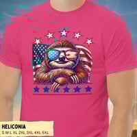 Image 6 of Retro American Sloth Flag Stars Unisex T-shirt