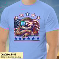 Image 4 of Retro American Sloth Flag Stars Unisex T-shirt