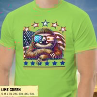 Image 7 of Retro American Sloth Flag Stars Unisex T-shirt