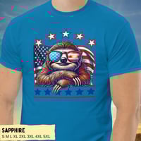 Image 8 of Retro American Sloth Flag Stars Unisex T-shirt