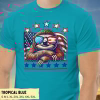 Image 10 of Retro American Sloth Flag Stars Unisex T-shirt
