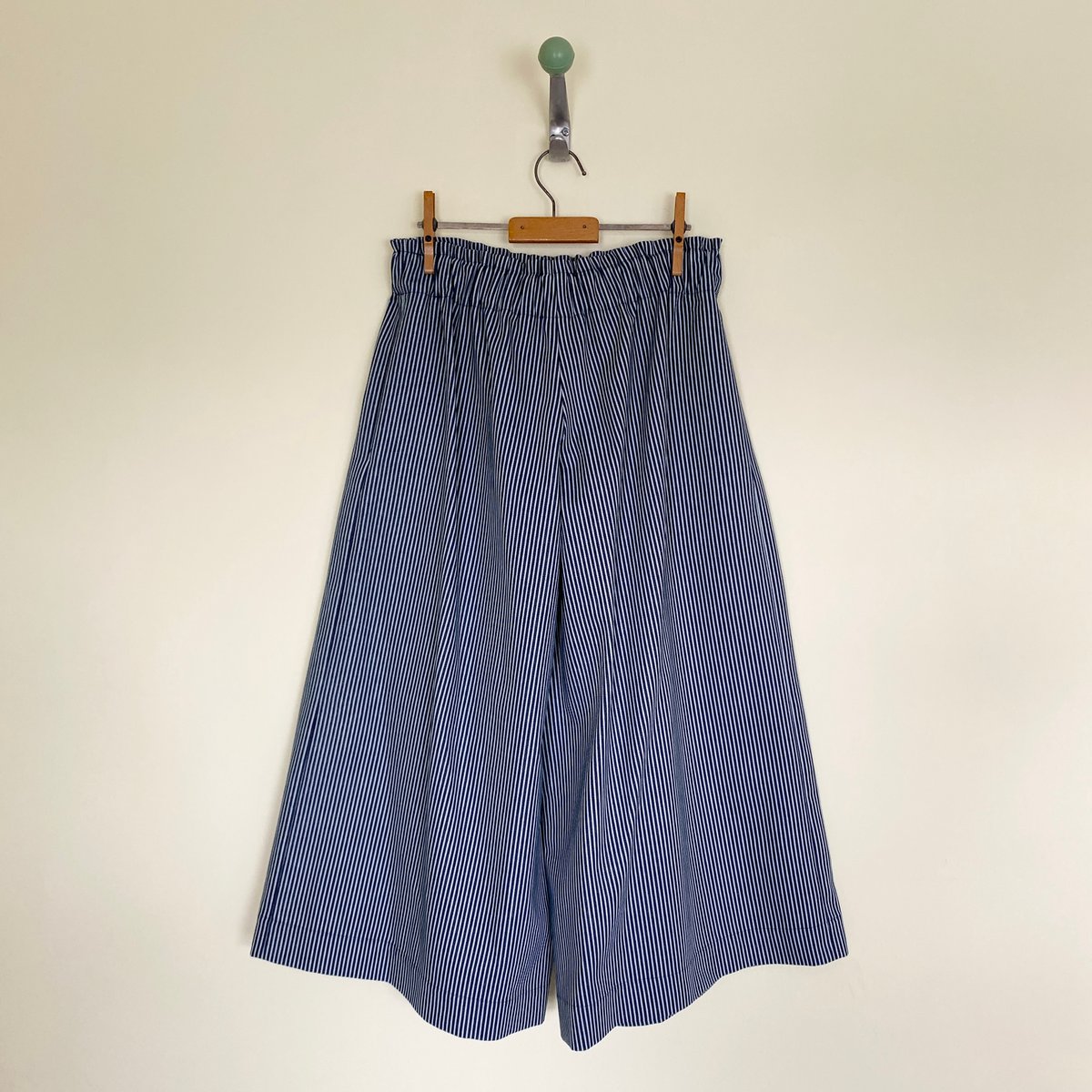 Image of Denim Ruched Waist Wide Leg Trousers