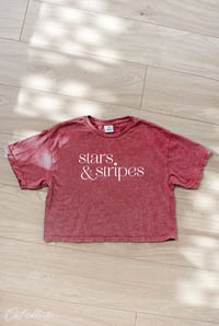 Image 3 of STARS AND STRIPES Cropped Mineral Washed Graphic Top