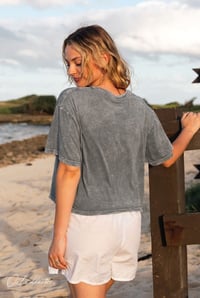 Image 3 of SUNKISSED Cropped Mineral Washed Graphic Top