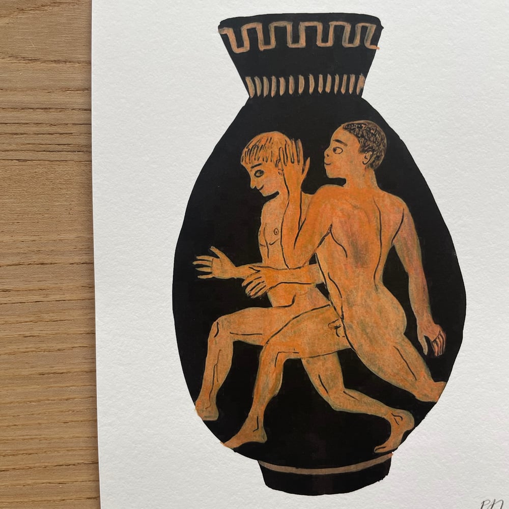 Running Men Greek pot giclee