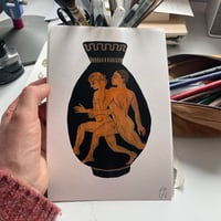 Image 3 of Running Men Greek pot giclee