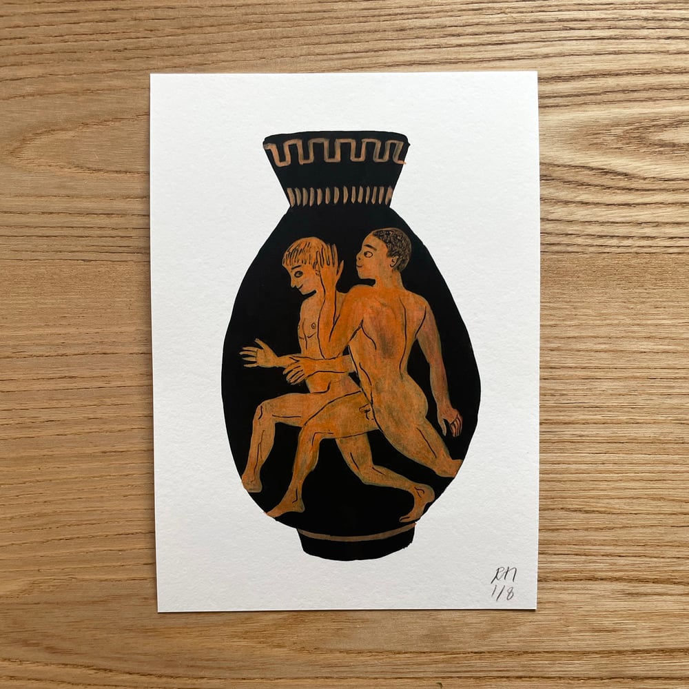 Running Men Greek pot giclee