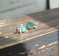Image 2 of Grandidierite and diamond bud earrings 