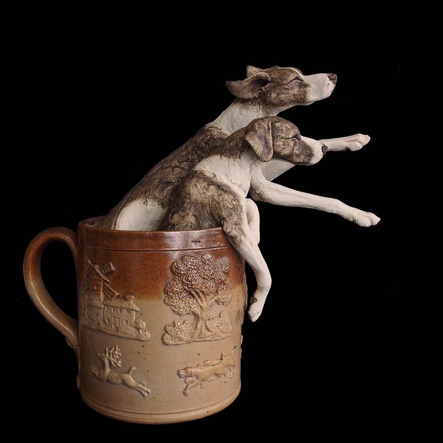 Image of Felicity Lloyd Coombes - The Hounds Leaping Out Of An Antique Royal Doulton Mug