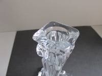 Image 10 of Pair of Vintage Art Deco Glass Candlestick Holders, Clear, Sunray Pattern, H 14cm 