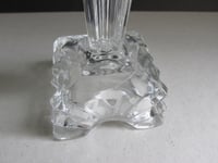 Image 12 of Pair of Vintage Art Deco Glass Candlestick Holders, Clear, Sunray Pattern, H 14cm 
