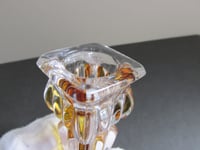 Image 14 of Pair of Vintage Art Deco Glass Candlestick Holders, Clear and Amber Colour, Sunray pattern, H 14cm 