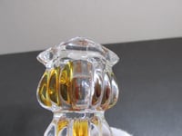 Image 16 of Pair of Vintage Art Deco Glass Candlestick Holders, Clear and Amber Colour, Sunray pattern, H 14cm 
