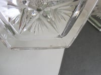 Image 20 of Pair of Vintage Glass Candlestick Holders, Clear, Fan Petals Crosses Pattern, Six-Sided, H 14.8cm