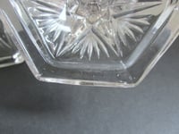Image 17 of Pair of Vintage Glass Candlestick Holders, Clear, Fan Petals Crosses Pattern, Six-Sided, H 14.8cm