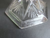 Image 15 of Pair of Vintage Glass Candlestick Holders, Clear, Fan Petals Crosses Pattern, Six-Sided, H 14.8cm