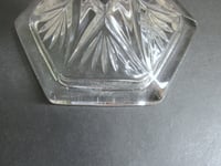 Image 16 of Pair of Vintage Glass Candlestick Holders, Clear, Fan Petals Crosses Pattern, Six-Sided, H 14.8cm