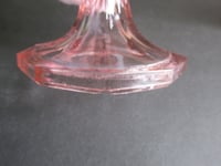 Image 14 of Pair of Vintage Pale Pink Glass Candlestick Holders, Ten-Sided, c 1930s-1950s era, H 13.6cm